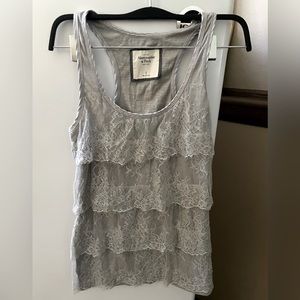 Abercrombie & Fitch Lace Tank Top in Grey